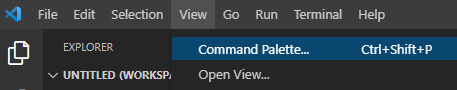 Menu View no Visual Studio Code tem como uma das opções o Command Palette